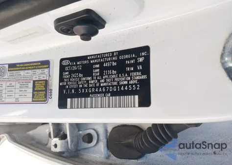 2013 Kia Optima Sx z USA, uszkodzony, nr VIN 5XXGR4A67DG144552